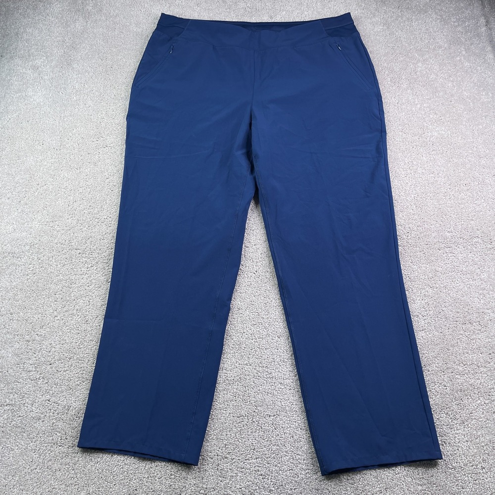 Chicos Zenergy Pants Womens 16 Regular Blue Pull On Stretch Comfort Yoga Travel